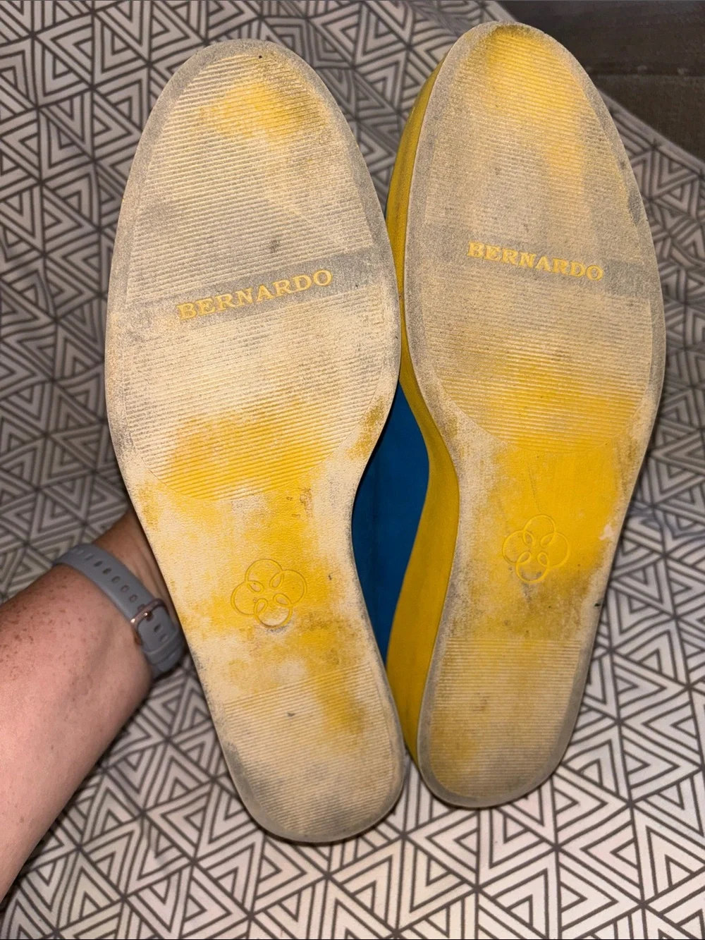 Bernardo Blue Platform Loafers with Yellow Trim